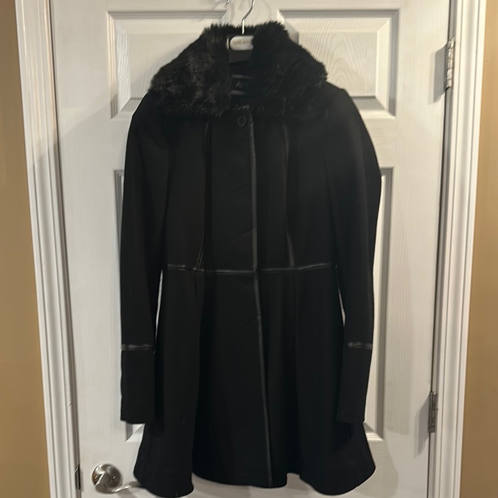 Women's Black Fur-Trimmed Coat